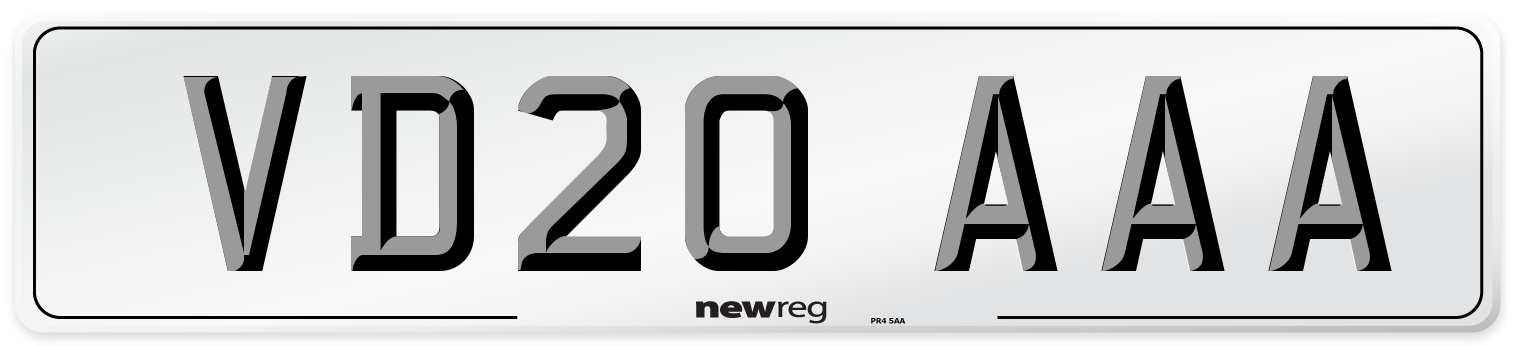 VD20 AAA Number Plate from New Reg